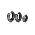 Three-piece black plated hoop earrings set with micro-paved white cubic zirconia - Small / Black/White Zircon