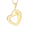 Colgante de corazón en acero inoxidable dorado con tres brillantes piedras de circón - Color Dorado (KP97937-Z)