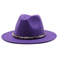 Close-up of deep purple wool fedora hat featuring boho beaded band and metal charms - M (55-58cm) / Purple