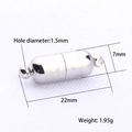 Silberner Magnetverschluss für Schmuck, 22mm Länge mit 1.5mm Lochdurchmesser - 22*7*1.5mm