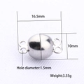 Macro view of 10mm silver magnetic jewelry clasp with 16.5mm length and 1.5mm hole - 16.5*10*1.5mm