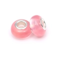 Par de cuentas de ojo de gato rosa con núcleo de plata para pulseras y collares - Rosa