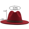 Cappello fedora classico in lana rossa con fascia in pelle e tesa larga da donna - M (56-58cm) / Rosso