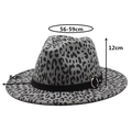 Grauer Fedora-Hut mit Leopardenmuster, schwarzem Band und Silberring für Damen und Herren - M (56-59cm) / Dunkelgrau