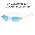 Lunettes de soleil ovales, monture champagne transparente et verres dégradés bleus - Monture Champagne Verres Dégradé Bleu