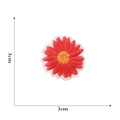 Macro detail of red daisy embroidery patch with 3cm measurement on white background - 3cm / Red