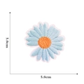 Detailed view of blue daisy embroidery patch with size markers of 5.0cm x 5.0cm - 5cm / Blue