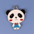 Detail of cartoon panda charm with blue body and red bow for DIY jewelry making - Panda 12