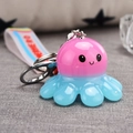 Porte-clés pieuvre LED en acrylique mignon avec design réversible rose et bleu - Rose
