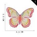 Embroidered butterfly patch in white pink and yellow 6.6x5.0cm iron-on applique - Style 1