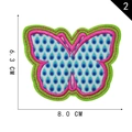 Vibrant butterfly embroidery patch in green and pink, 8.0 cm wide diy garment accessory - Style 2