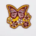 Exquisite yellow butterfly and purple flower embroidery patch for DIY clothing, 4.8cm size - Style 10