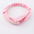 Bandeau en tricot rose avec texture côtelée et design à nœud torsadé pour femme - Rose Clair