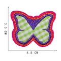 Exquisite pink and purple butterfly embroidery patch with green plaid fabric and size markings - Style 31