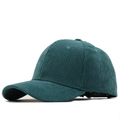 Classic dark green corduroy baseball cap in retro minimalist style for men and women - Adjustable / Green