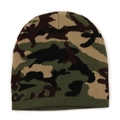 Close-up of the woodland camouflage knit pattern and tight fabric texture on this beanie - One Size / Woodland Camouflage (05)