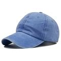 Classic navy blue washed cotton baseball cap with six-panel structure and reinforced brim - Adjustable / Adult Sky Blue
