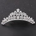Elegante peine de corona plateada con brillantes cristales para peinados de novia - F023 Peine de pelo