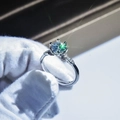 Detailed view of S925 sterling silver stamp and six-prong Moissanite setting on the ring - Adjustable Open / 925 Silver Six-Prong with Diamonds Style (13)