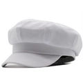 Classic white newsboy cap for women in elegant satin finish with a retro octagonal style - One Size / White