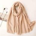 Elegante bufanda de lino de algodón beige con flecos suaves para un estilo versátil - Beige Caqui