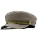 Beige Schirmmütze mit goldener Kordel und geprägten Adler-Knöpfen aus Canvas - Einheitsgröße / Beige