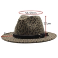Leopard print fedora hat for men and women featuring black belt and 8cm wide brim - Army Green
