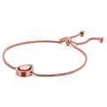 Rose gold teardrop charm bracelet with inset stones and adjustable sliding chain - Rose Gold (KB123867-KFC)