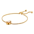 Adjustable gold stainless steel bracelet with a sparkling teardrop charm inlay - Gold (KB123866-KFC)