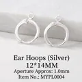 Silver metal ear clasp for DIY jewelry, 12x14mm size with a 1.0mm hole diameter - 12x14mm/1 Pair / Silver