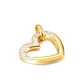 Colgante de corazón dorado con cristales brillantes y acabado de espejo pulido - Estilo Dorado (KP96746-Z)