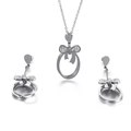 Conjunto de joyas con lazo plateado y cristales que incluye collar y pendientes largos - Color Acero (KS117910-KSP)