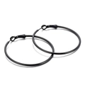 Minimalistische mattschwarze Edelstahl-Creolen mit Nadelverschluss für Damen - Großer Reifenstil / Schwarz