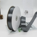 2.5cm dark grey satin polyester ribbon on spool for gift wrapping and DIY crafts - Dark Gray