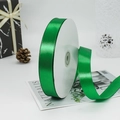 Roll of emerald green satin ribbon for gift wrapping and DIY crafts with smooth glossy finish - 91m / 19# Green