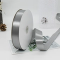 Roll of 2.5cm silver gray polyester satin ribbon for gift boxes and cake packaging - 91m / 59# Grey