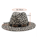 Leopard print jazz fedora hat with decorative band, sizes 56-59cm circumference - Beige Leopard