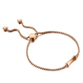 Bracelet ajustable en or rose avec chaîne vénitienne et deux breloques en cœur - Style Lettre I (KB123950-KFC)