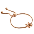 Bracelet ajustable or rose avec pendentif lettre H et petits pendentifs en cœur - Style Lettre H (KB123949-KFC)