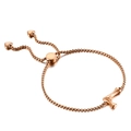 Bracelet ajustable en or rose avec pendentif escarpin et perle en forme de cœur - Style Lettre L (KB123953-KFC)