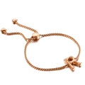 Bracelet ajustable en or rose avec un pendentif lettre R au design de texture bambou - Style Lettre R (KB123959-KFC)