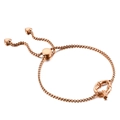 Bracciale regolabile oro rosa con lettera Q trama bambù e pendenti a forma di cuore - Stile Lettera Q (KB123958-KFC)