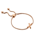 Bracelet ajustable or rose avec pendentif en X et breloques cœur sur chaîne vénitienne - Style Lettre X (KB123965-KFC)