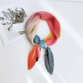 Pleated gradient square scarf in pink yellow and blue with a silky polyester finish - Gradient Green Pink