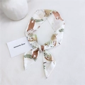 Elegant white skinny scarf with cute sloth and tropical leaf print for wrist or hair - Sloth White