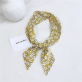 Bright yellow floral print cotton-linen long neck scarf tied in a stylish bow - Rangoon Creeper Yellow