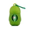 Green silicone pet waste bag dispenser in paw shape with metal carabiner clip - Green