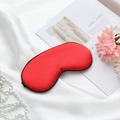 Red silk satin sleep mask with black trim and adjustable strap for comfortable travel - Adjustable Buckle Paper Card Packaging / Red
