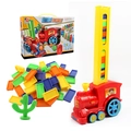 Elektrische domino-trein speelset met rode locomotief en kleurrijke stenen voor kids - Rood