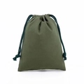 Eco-friendly green cotton drawstring pouch for jewelry and small item storage - 7*10cm / Dark Green Cotton